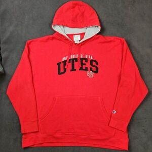 University of Utah Utes Champion Hoodie Sweatshirt Mens 2XL Red Pullover College